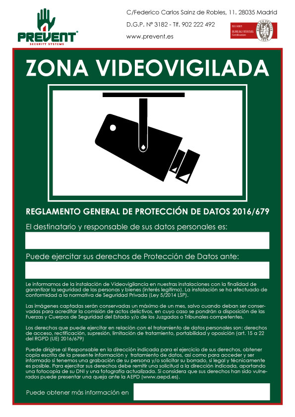 Información adicional de Zona Videovigilada